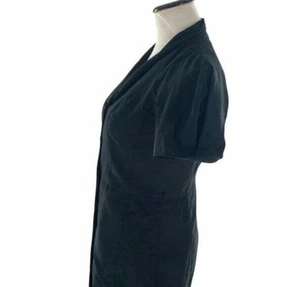 Express Design Studio Button Front Black Short Sleeve Lined Dress Size 8 - Picture 2 of 5